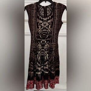 NIC+ZOE Brown and Cream Patterned Knit Top